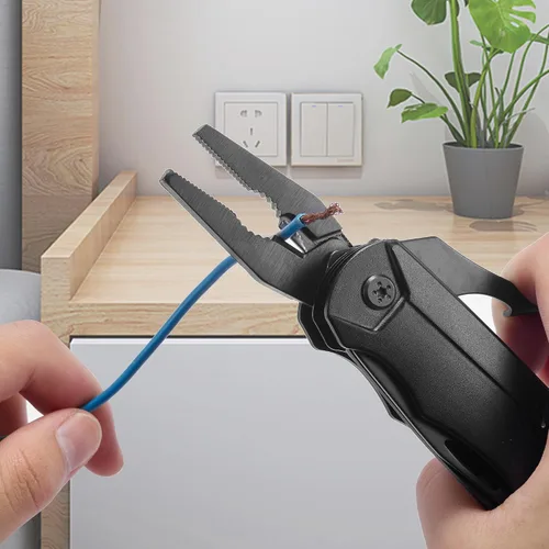 Vista 4 de Hanboost Llave multiherramienta 19 en 1 multiusos para equipo de campamento, tamaño de bolsillo, llave ajustable con alicates, cortador de alambre