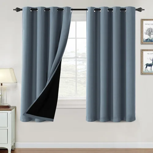 Vista 41 de H.VERSAILTEX Cortinas 100% de opacidad para dormitorio, con aislamiento térmico, cortinas opacas de 63 pulgadas de largo, cortinas de bloqueo