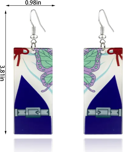 Vista 3 de QUPENGXU Aretes Kamado Tanjiro Hanafuda, aretes acrílicos de Demon Slayer Tanjirou, Kimetsu No Yaiba, cosplay, anime, regalo de anime