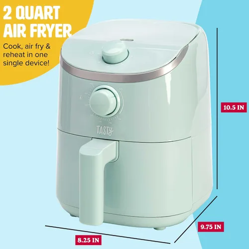 Vista 4 de Tasty Freidora de aire personal, comidas más saludables en minutos, control de temperatura ajustable de hasta 400 °F, diseño fácil de usar, cesta