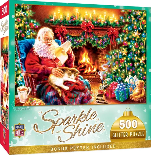 Vista 6 de MasterPieces Rompecabezas de 500 piezas con purpurina - Santa's Depot - 15 x 21 pulgadas