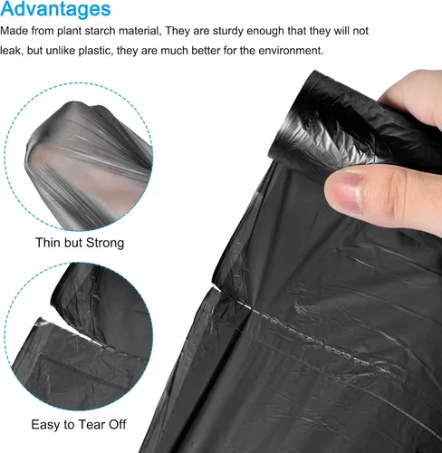 Vista 4 de MECCANIXITY Bolsas de basura pequeñas de 2 a 4 galones para cocina, oficina, baño, dormitorio, color negro, 20 unidades por rollo