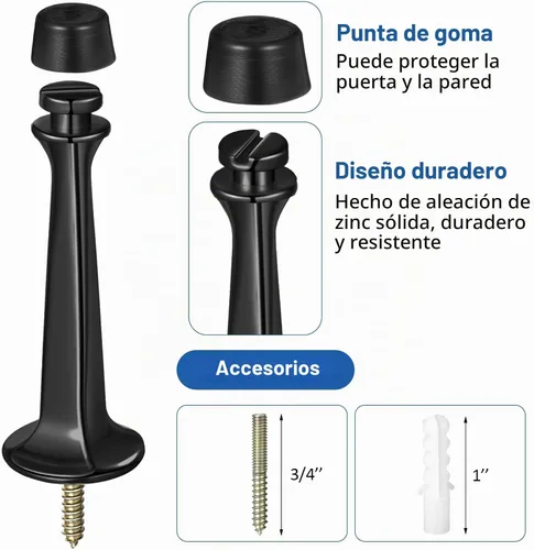 Vista 3 de Chumia - Paquete de 24 topes rígidos para puerta, montaje en pared de 3 Negro
