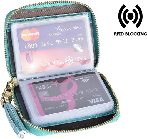 Vista 3 de Tarjetero de piel para tarjetas de crédito y carnet de identidad, con tecnología RFID, para mujer