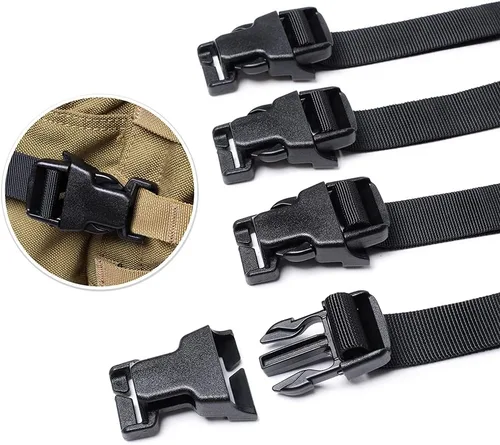 Vista 6 de Sistema táctico de nivel Rush de 4 piezas, correas de sujeción ajustables de mochila Molle con clips de hebilla, correas de compresión