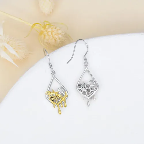 Vista 5 de WINNICACA Aretes colgantes de plata esterlina s925 con diseño de tortuga marinamedusapulpounicornioranazorrolobojirafa, hongos, animales, joyería