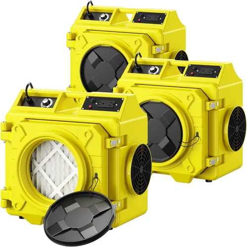 Vista 9 de Depurador de aire con filtración de 3 etapas, máquina de aire HEPA de 550 CFM apilable negativo, limpiador de aire con MERV10, carbono, H13 HEPA