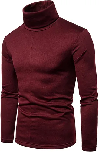 Vista 2 de Camiseta para hombre 2023 de manga larga con cuello alto, suéter térmico sólido térmico ajustado básico