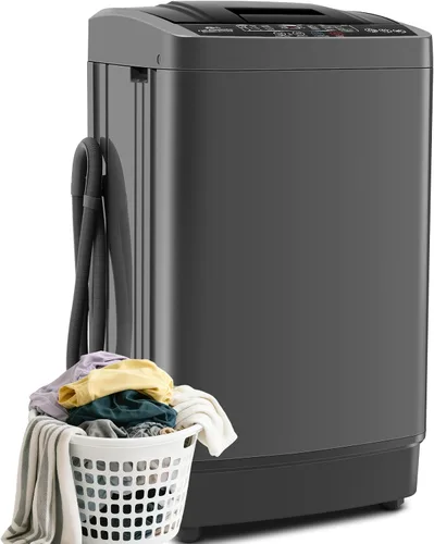Vista 10 de NICTEMAW - Lavadora portátil de 17.8 libras, lavadora portátil completamente automática de 2.4 pies cúbicos con 10 programas de lavado, 8 niveles