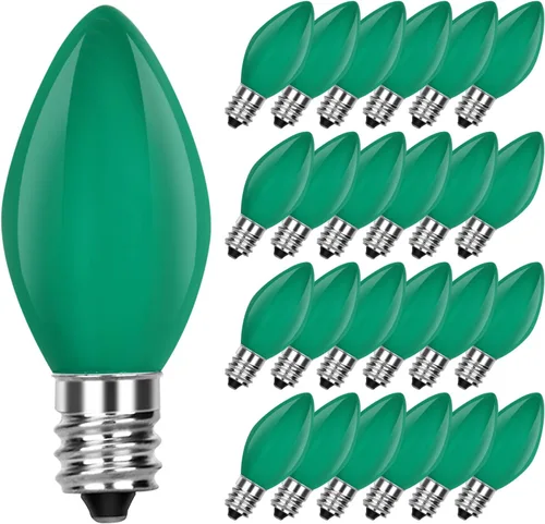 Vista 8 de Paquete de 25 bombillas C7 transparentes de repuesto, bombillas C7 de Navidad para exteriores, bombillas nocturnas de 5 W, bombillas incandescentes