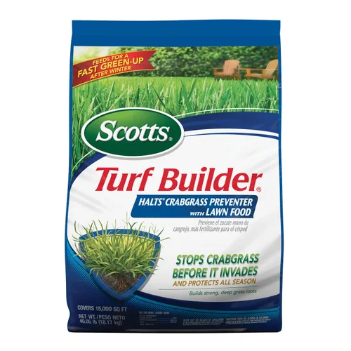 Vista 14 de Scotts Turf Builder fertilizante para césped - Con repelente para crabgrass HALTS Herbicida pre-emergente, fertilizante para césped, cubre 5,000