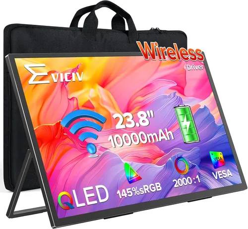 Vista 10 de Monitor portátil con pantalla táctil con batería de 8000 mAh, 15.6 pulgadas, 125% sRGB ultra delgado de 10 puntos, monitor de pantalla táctil USB-C