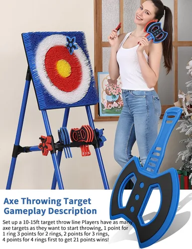 Vista 9 de Axe Throwing Game for Backyard with 8 Axes & 8 Star Darts,Axe Throwing Game Set for Indoor & Outdoor,Yard,Camping,Backyard