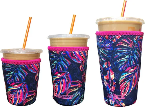 Vista 43 de Funda Koverz para café helado, funda aislante de neopreno para taza, se ajusta a una taza de café de 32 Oz., lavable y reutilizable, accesorios