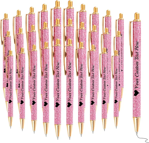 Vista 72 de Bolígrafos con purpurina personalizados con nombre, bolígrafos bonitos y bonitos personalizados, bolígrafos retráctiles de tinta negra, suministros