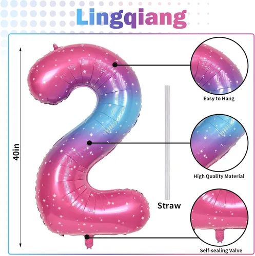 Vista 180 de Globo negro del número 0 para niñas y niños, 40 pulgadas, grande, número 0-9, de papel de aluminio, de Mylar para helio, juego de globos digitales