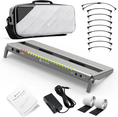 Vista 10 de Vangoa Pro Tablero de Pedales de Guitarra con Fuente de Alimentación Aislada de 12 V de Alta Corriente, PD-XL Plegable de Aluminio, Espacio