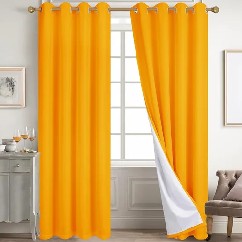 Vista 55 de Diraysid Cortinas 100% opacas de lino beige para dormitorio, con ojales, aislamiento térmico, cortinas de oscurecimiento de habitación