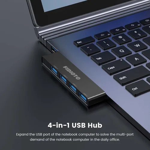 Vista 2 de Paquete de 2 Concentradores USB, Fidioto Concentrador USB de 4 Puertos (1 * Hub 3.0, 3 * Hub 2.0), Concentradores de Red para Laptop, iMac Pro