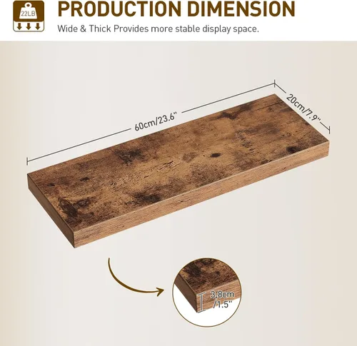 Vista 3 de RALGEND - Estantes flotantes para pared, juego de 4 con soportes invisibles de 1.5" de espesor, estantes colgantes de 23.6L x 7.9W estilo granja