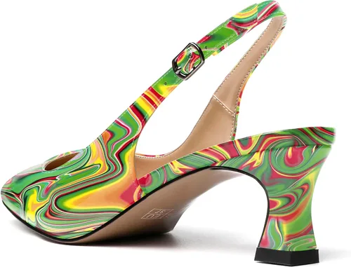 Vista 7 de SKYSTERRY Vestido de mujer de noche Slingback gatito punta cuadrada Carrete de patente de oficina Zapatos de tacón bajo 2 pulgadas