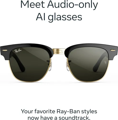 Vista 2 de Meta Ray-Ban Audio Clubmaster Negro brillante sobre oro/verde