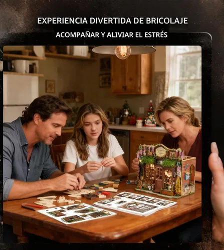 Vista 6 de Spilay - Kits de manualidades para rincón de lectura DIY para adultos, kit de rincón de lectura de cuento de hadas con luz LED, rompecabezas