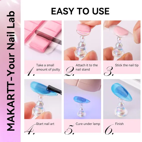 Vista 9 de Makartt Soporte de uñas para uñas a presión, práctica de pintura artística, soporte magnético para pintar uñas, soporte para diseños de uñas