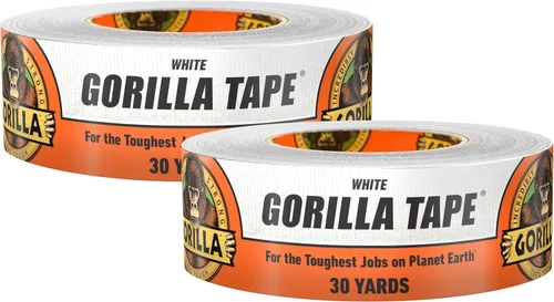 Vista 9 de Gorilla Cinta adhesiva blanca, 1.88" x 30 yardas, blanca, (paquete de 2) Weather Resistant, Indoor & Outdoor Use, Double-Thick Adhesive
