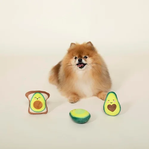 Vista 3 de Fringe Studio Squeaker - Juego de 3 juguetes para mascotas, aguacate (289434)
