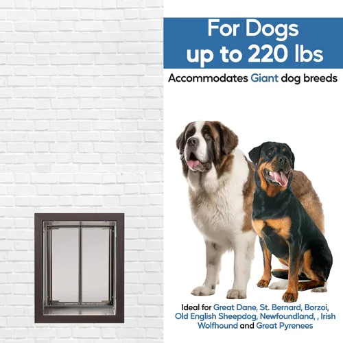 Vista 6 de Plexidor Puertas de bronce para mascotas de montaje en pared para gatos y perros, eficiencia energética, amigables con la seguridad