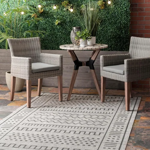 Vista 10 de nuLOOM Alfombra tribal Cora para exteriores, 4x6, azul