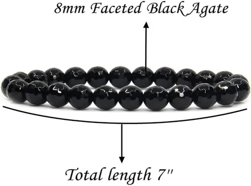 Vista 147 de Amandastone Pulsera elástica de cuentas redondas de 0.315 in con piedras preciosas naturales de 7 pulgadas