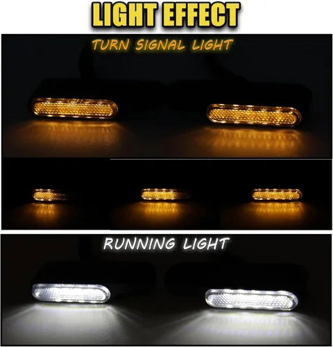 Vista 3 de DREAMIZER Manillar universal para motocicleta LED señal de giro con flujo de agua, mini intermitentes frontales, luz de marcha compatible con Harley