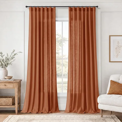 Vista 16 de Jowels Natural Linen Curtains 96 Inches Long 2 Panels for Living Room