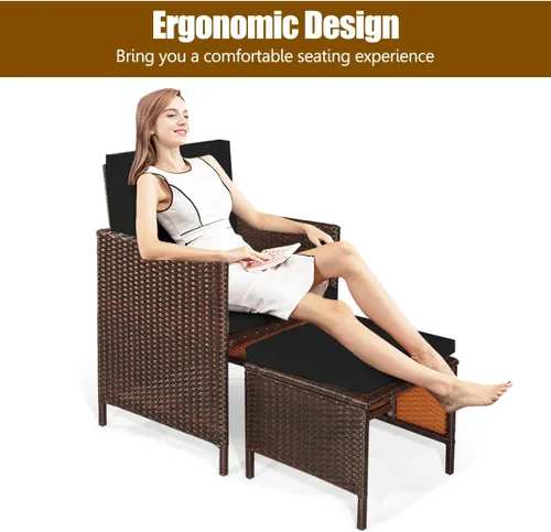 Vista 7 de HAPPYGRILL Juego de 9 piezas de comedor para patio al aire libre con asientos acolchados, mesa de comedor que ahorra espacio con mesa de madera