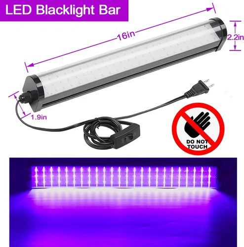Vista 4 de Barra de luz LED negra mejorada de 25 W – 72 chips LED grandes UV 395-405 nm, luces negras para fiesta brillante, barra de luz negra para carteles