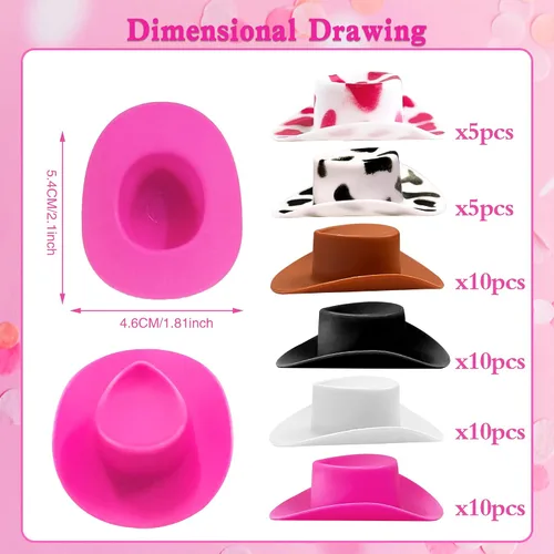 Vista 2 de XIPEGPA Plastic Mini Western Cowboy Cowgirl Hats Cute Miniature Hat