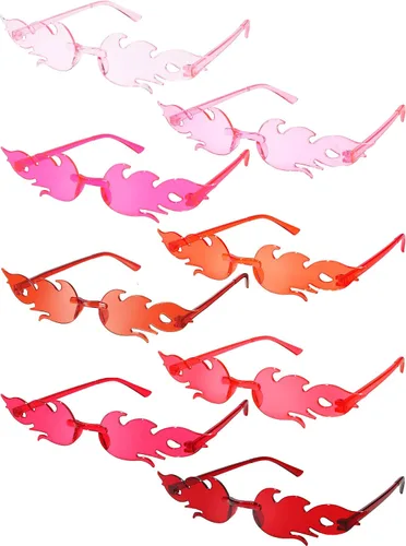 Vista 10 de EBOOT 4/8 Pairs Flame Glasses Rimless Sunglasses Azul