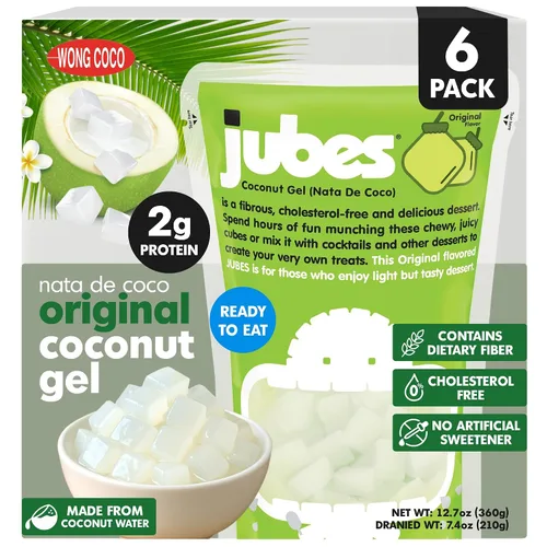 Vista 10 de Jubes Grape Nata De Coco Jelly Cubes 12.7 oz – Cubos de jalea de coco de uva para sagú – Gel de coco en ingredientes de jarabe para té de frutas