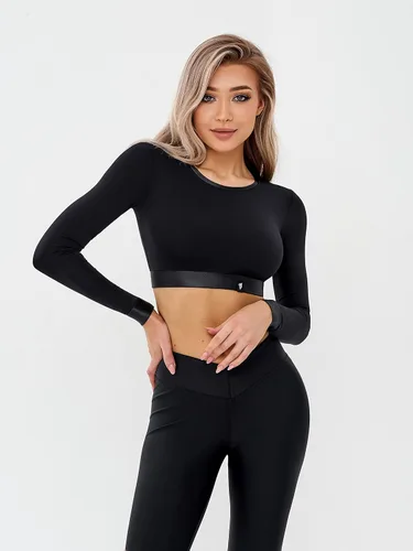 Vista 3 de Bona Fide Camisas de compresión para mujer, camiseta corta de manga largacorta para entrenamiento, diseñada para gimnasio, entrenamiento y correr