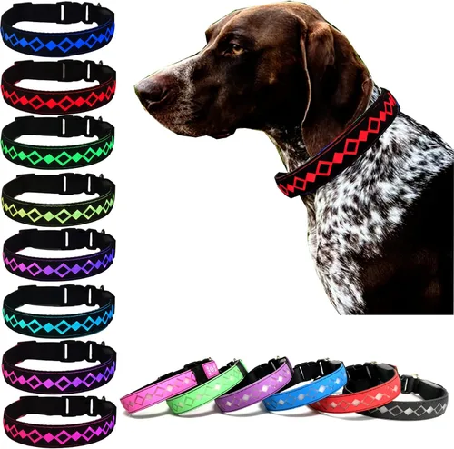 Vista 2 de Collar LED para perro, 15 modos de luz, USB-C recargable, silicona ajustable, varios colores (negro, S (7.87-11.8 pulgadas)