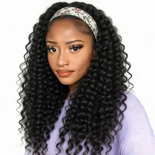 Vista 57 de XSY: Peluca de diadema de cabello humano de onda profunda sin pegamento, sin encaje frontal, peluca de diadema rizada, lista para usar y llevar