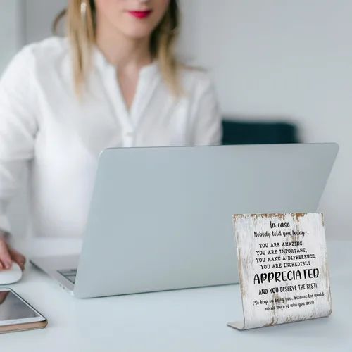 Vista 3 de Regalos de agradecimiento para mujeres y hombres, placa decorativa para oficina, regalos de reconocimiento con cita motivacional "En caso de que