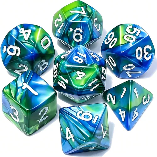 Vista 8 de CiaraQ Juego de dados poliédricos de 7 piezas para juegos de mesa MTG de Negro