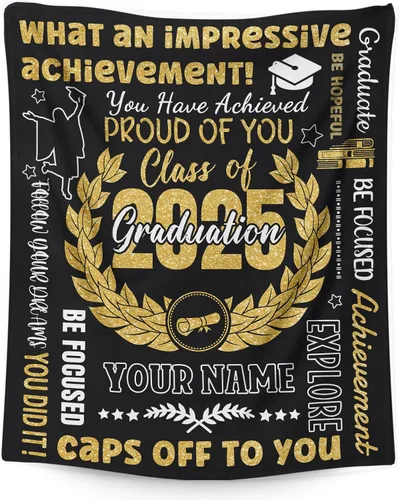 Vista 9 de Mantas personalizadas para clase de 2024 con nombre, manta de forro polar de 30 x 40 pulgadas para niños, regalos de graduación suaves y acogedores