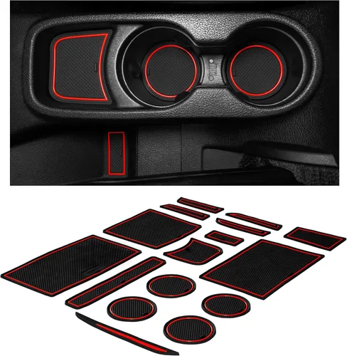 Vista 16 de Compatible con accesorios Jeep Compass 2018-2021 - Insertos de portavasos antideslizantes para interiores de alta calidad, antipolvo, tapetes
