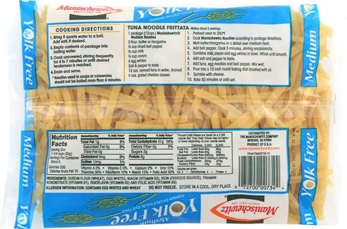 Vista 2 de Manischewitz Pasta de fideos premium enriquecida mediana sin yema de 12 onzas (paquete de 3) sin colesterol, 0.28 oz de proteína por porción, baja
