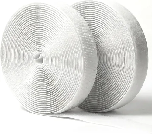 Vista 8 de Tiras de velcro blancas (26 pies x 0.75 pulgadas) con adhesivo, rollos dobles de cinta autoadhesiva resistente con respaldo