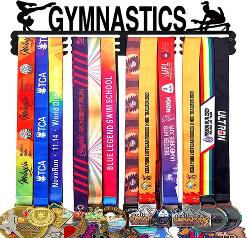 Vista 24 de Goutoports Estante de exhibición para colgar medallas, organizador personalizado de cinta de premios para corredores de carreras deportivas, placas